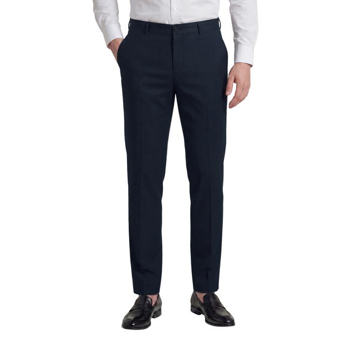 R&B Navy Blue Solid Men Slim Fit Formal Trousers