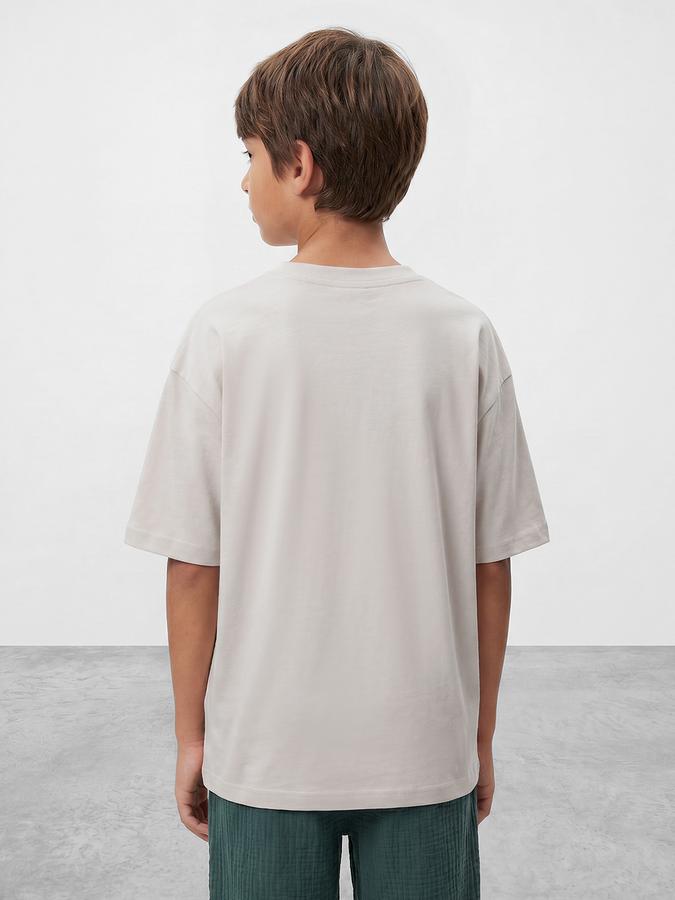 R&B Boys Grey Short sleeve Round Neck Urban Edit Typography Graphics Bold Graphic Pure Cotton T-Shirt
