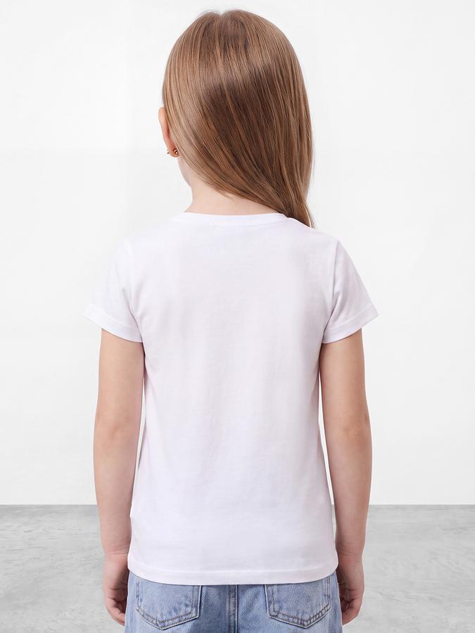 R&B Girls Ivory Typography Printed  Short Sleeves Pure Cotton T-shirt