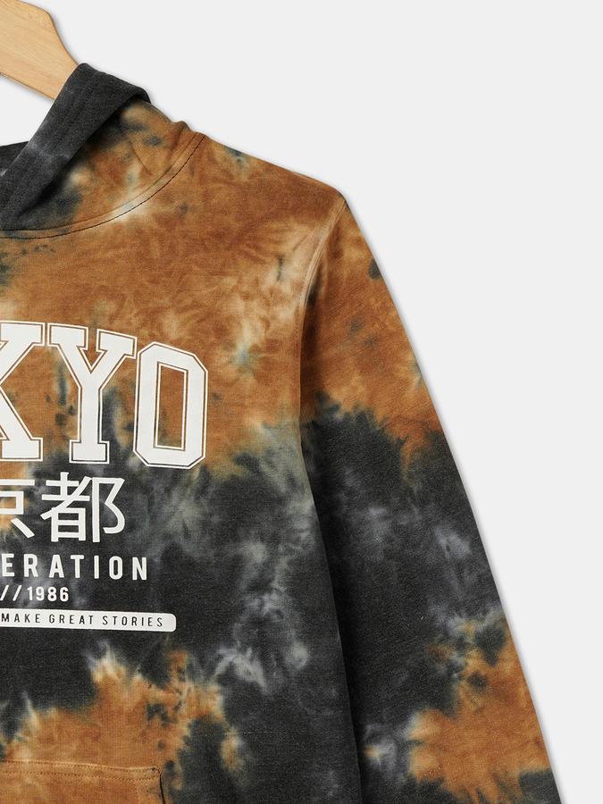 Boys Cotton Blend Regular Fit Hooded Graphic Hoodie