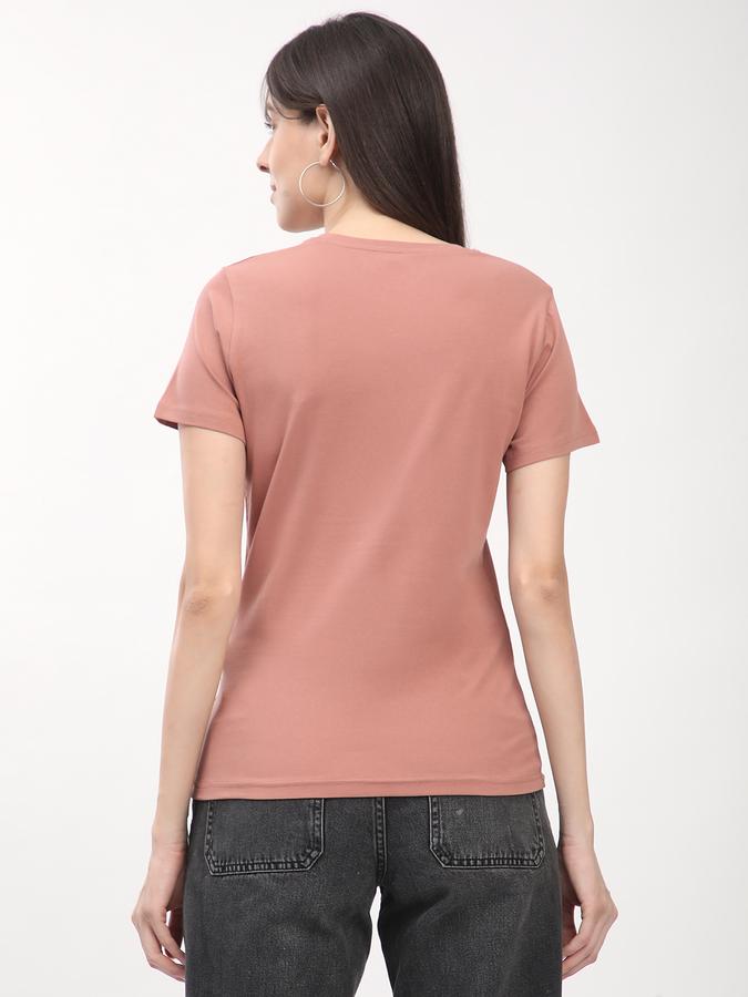 Women Cotton Fitted Round Neck Twist-Front T-shirt