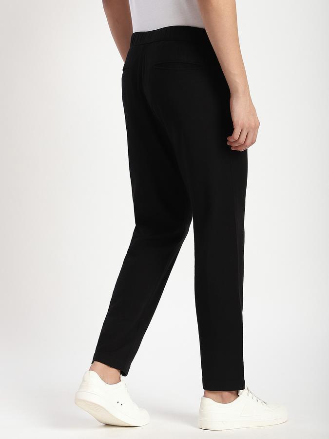 Men Cotton Blend Regular Fit Flat Front Solid Trousers