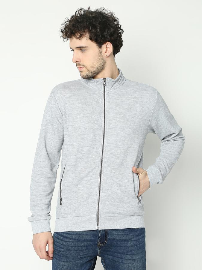 Men Cotton Blend Regular Fit Mock Neck Heathered Sweater