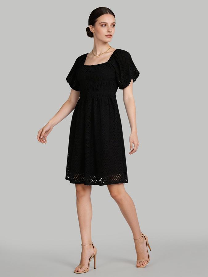 R&B Black Solid Women Regular fit Dress