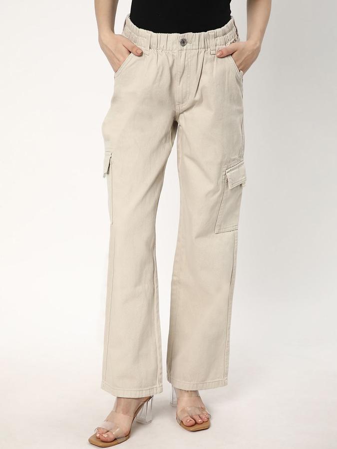 R&B Women Beige Relaxed Fit Mid-Rise Jeans