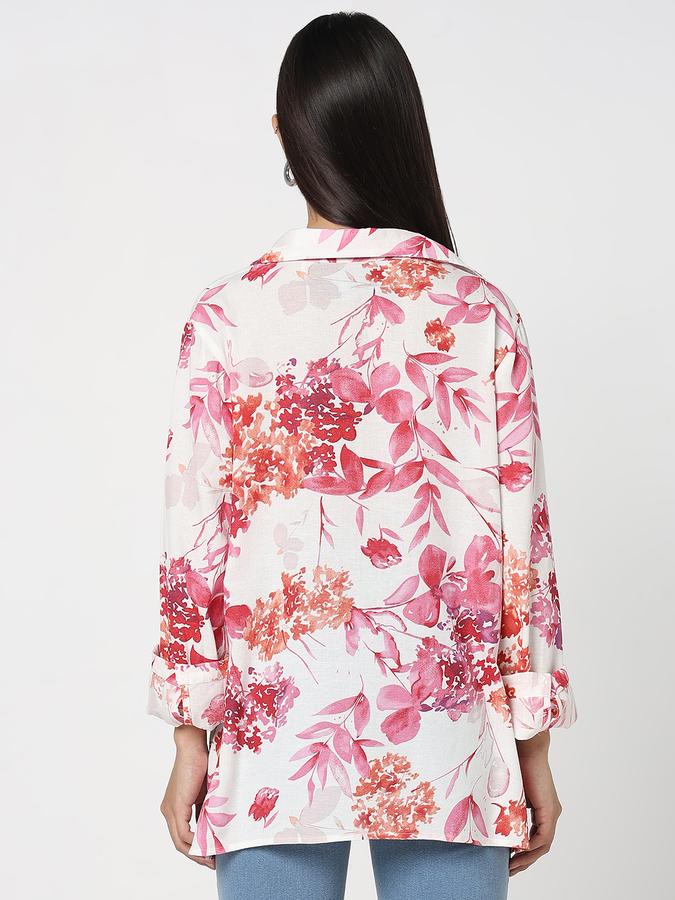 R&B Women Ivory Floral Print Relaxed Shirt