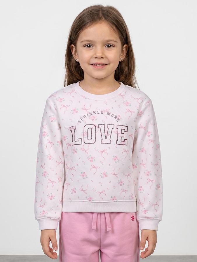 R&B Girls Ivory Graphic Print Round Neck Long Sleeves Sweatshirt