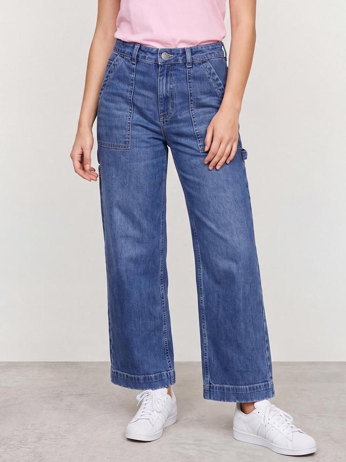R&B Women Mid Blue Wide Leg Denim Jeans