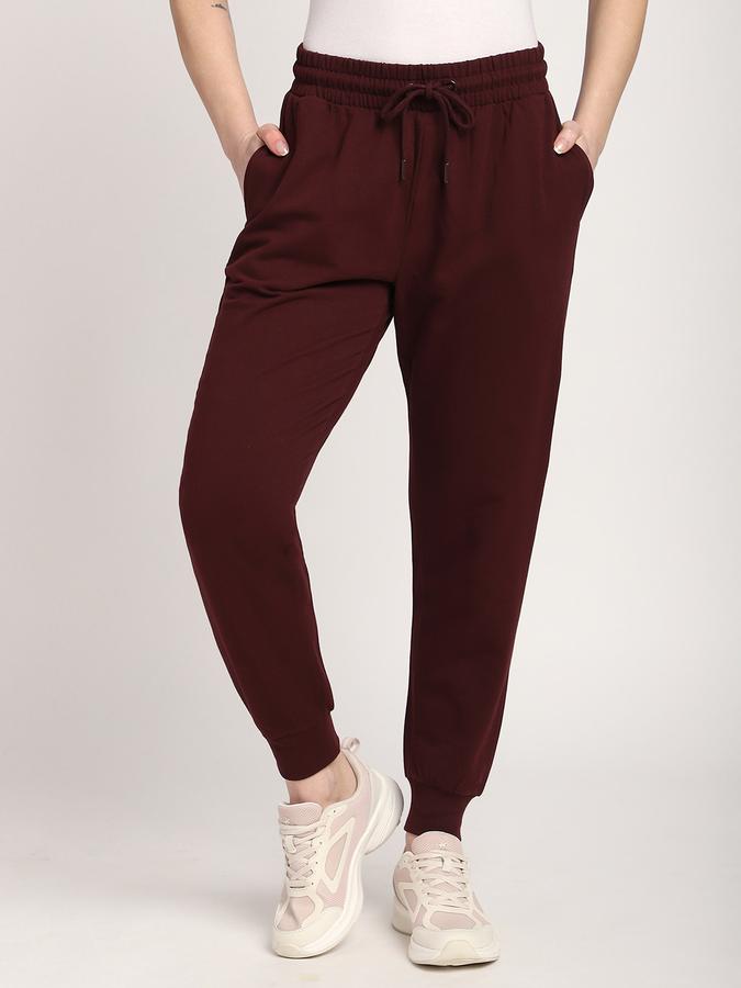 R&B Women Wine Solid Joggers