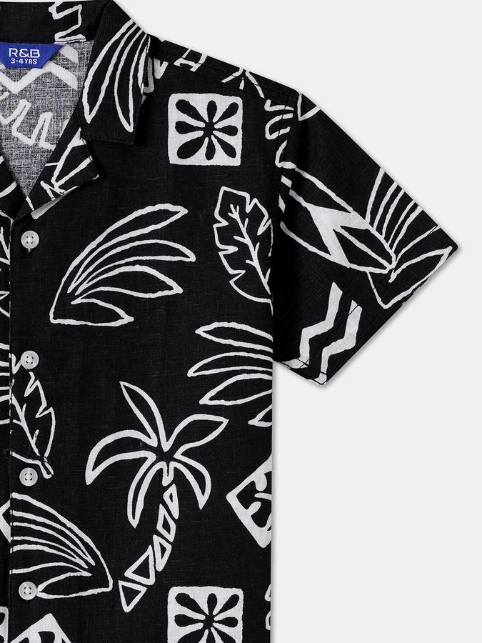 Boys Regular Fit Short Sleeve Camp Collar Shirt