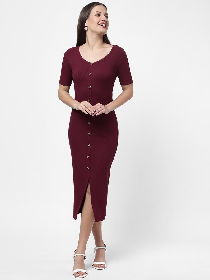 R&B Women's Front Button Rib Dress