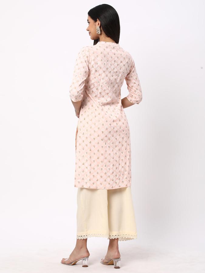 R&B Women's Printed Regular Straight Kurta 3-Q Sleeves image number 2