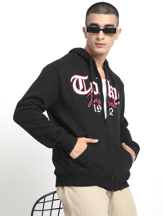 Men Fleece Regular Fit Hooded Zip Up Sweatshirt