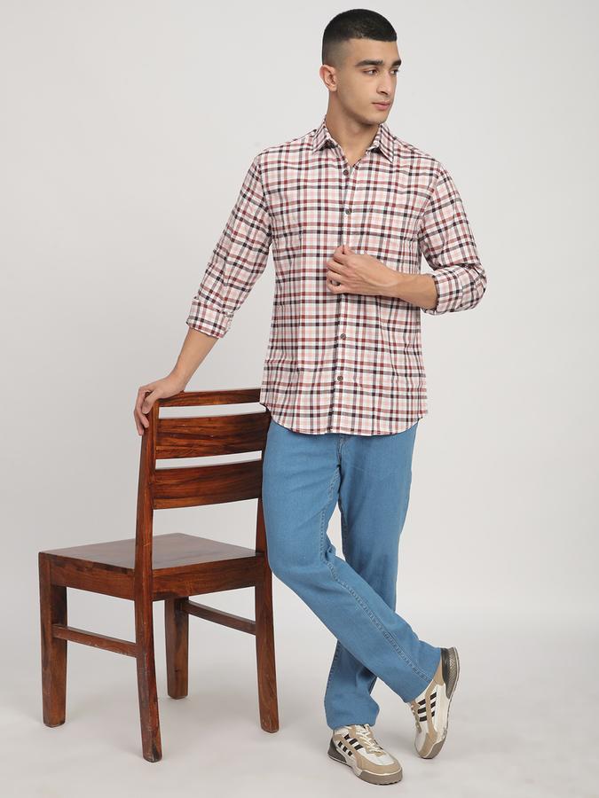 R&B Men's Brown Checked Shirt