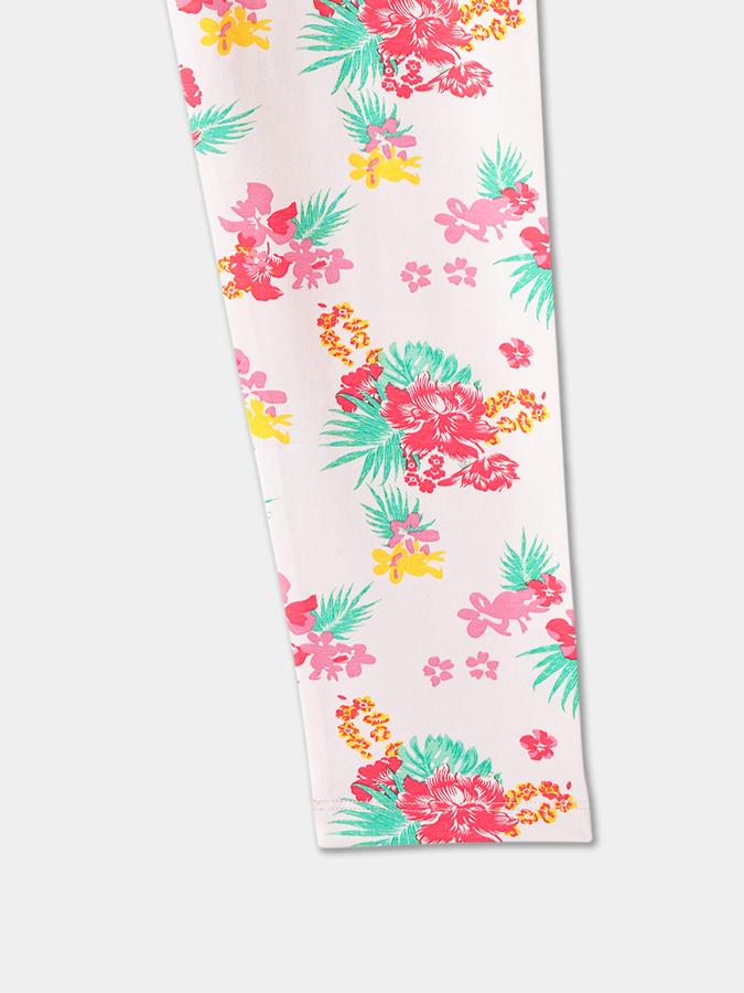 Girls Floral Full Length Mid Rise Legging