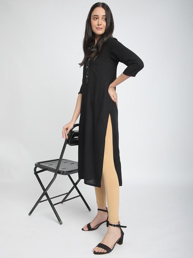 Women Cotton Lycra Elasticated Waist Full Length Solid Leggings