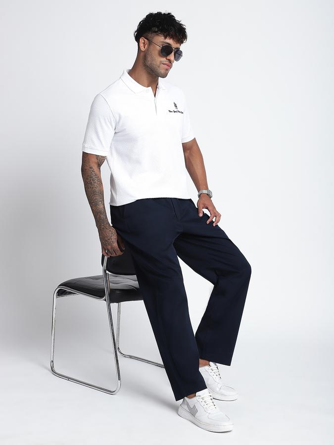 Men Cotton Regular Fit Polo Neck Solid T-shirt