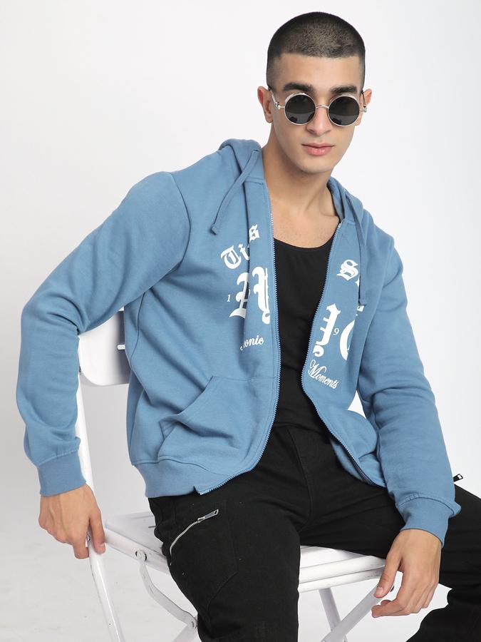 Men Cotton Blend Regular Fit Hooded Graphic Sweatshirt