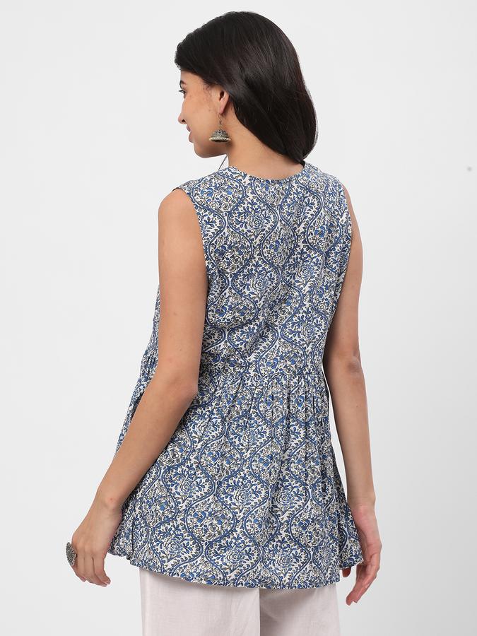 Women Cotton Relaxed Fit Round Neck Embroidered Ethnic Top