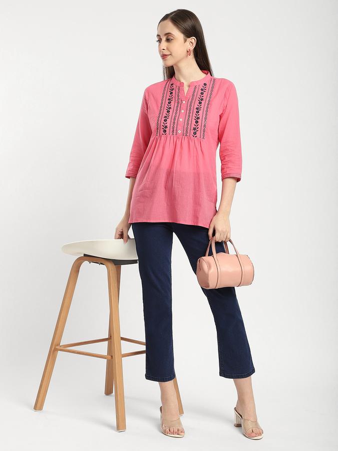 R&B Women's Pink Embroidered Top