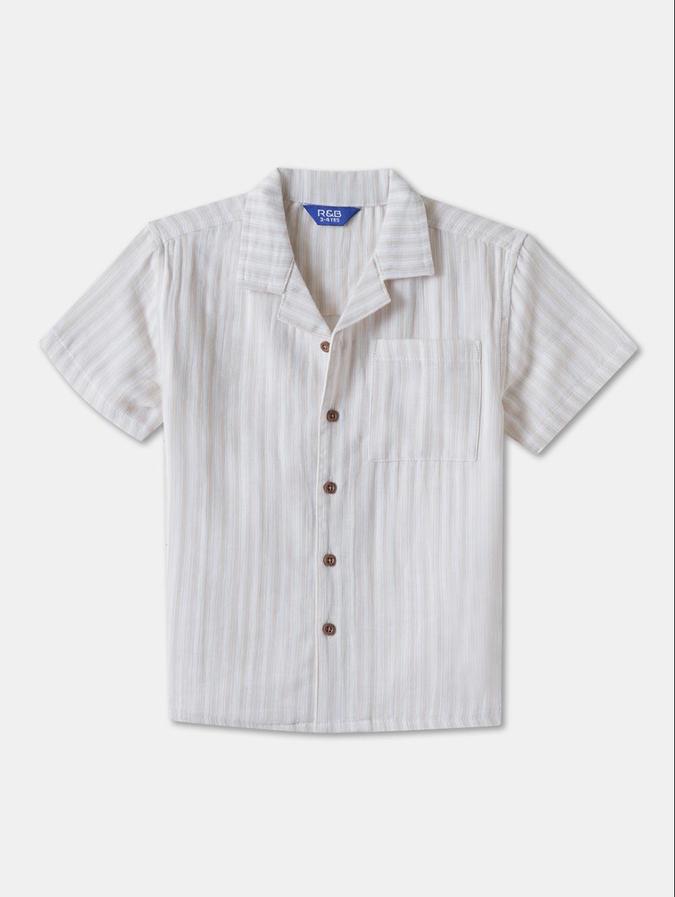 R&B Boys Beige Short Sleeves Striped Shirt