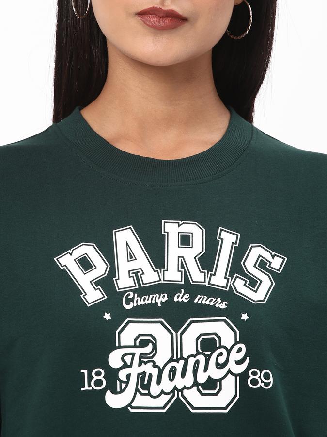 Women Cotton Regular Fit Round Neck Graphic Sweatshirt