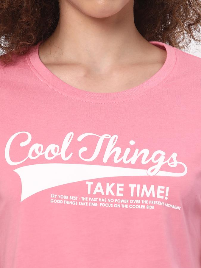 Women Cotton Regular Fit Round Neck Graphic T-shirt