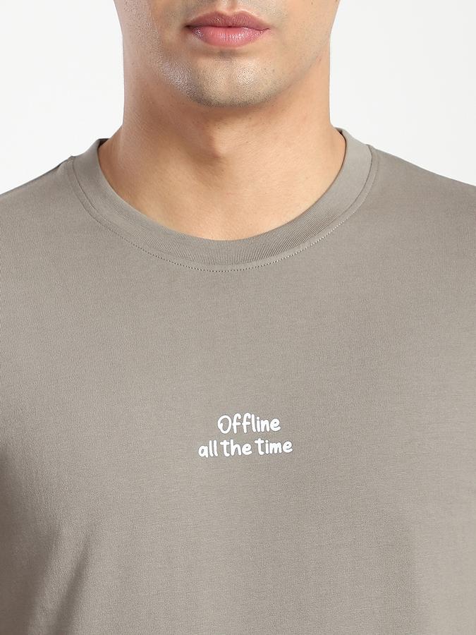 Men Cotton Regular Fit Crew Neck Typographic T-shirt