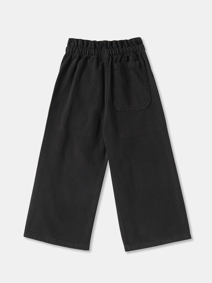 Girls Cotton Wide Leg Drawstring Waist Solid Pants