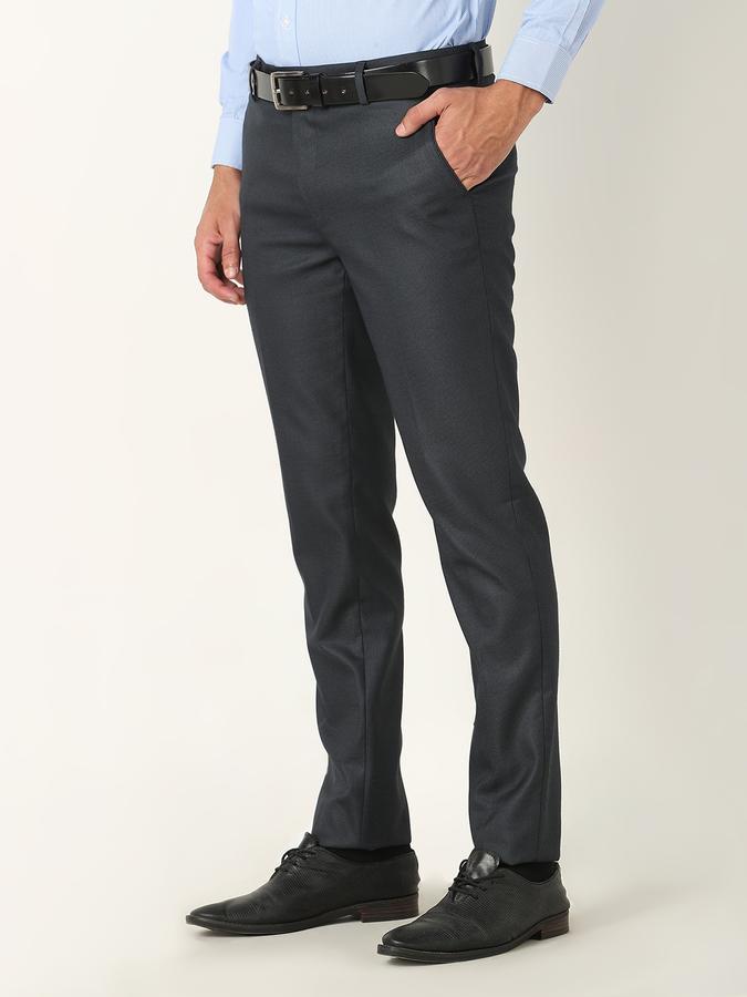 Men Slim Fit Flat-Front Trousers image number 1