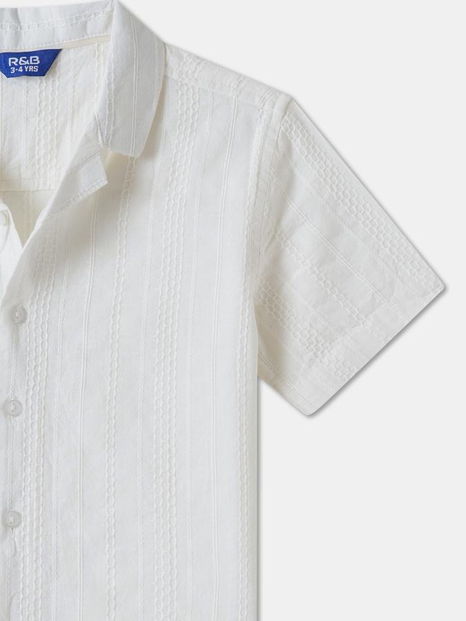 Boys Cotton Regular Fit Short Sleeve Self-Design Shirt