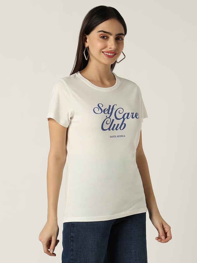 Women Cotton Slim Fit Round Neck Graphic T-shirt