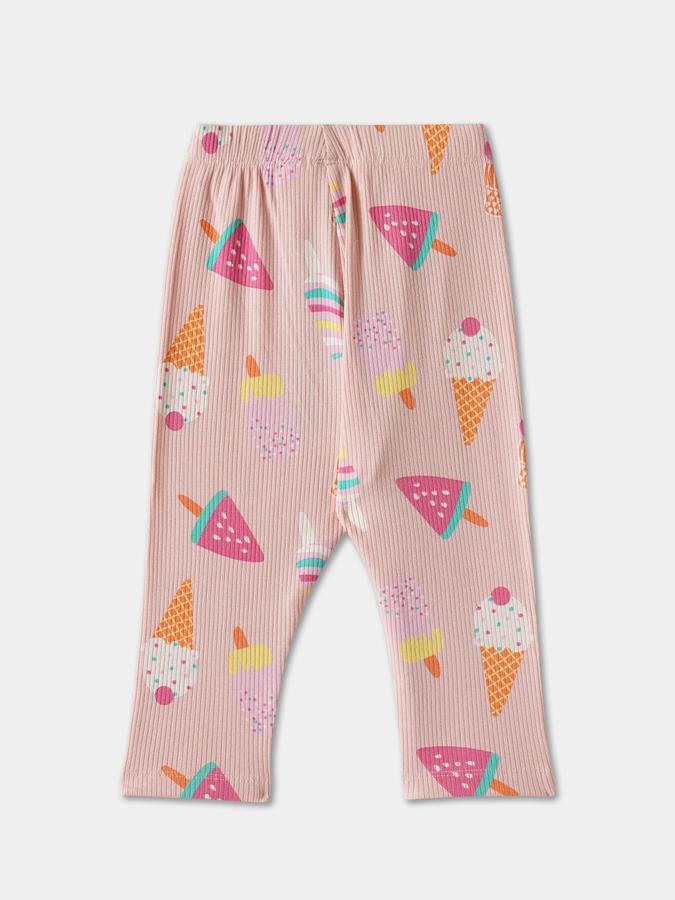 Girls Cotton Skinny Fit Elastic Waist Printed Leggings