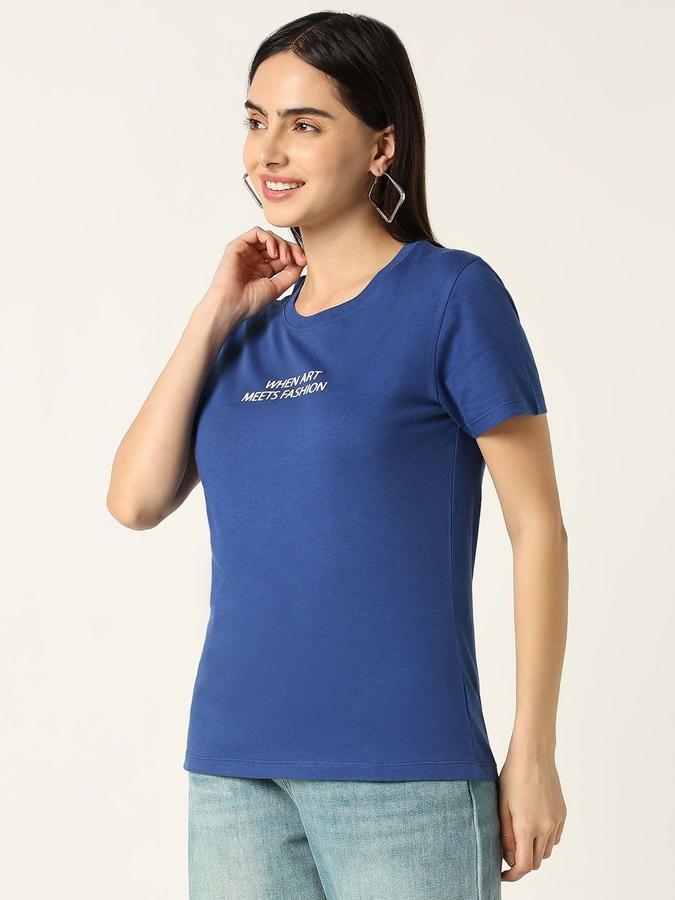 Women Cotton Slim Fit Crew Neck Graphic T-shirt
