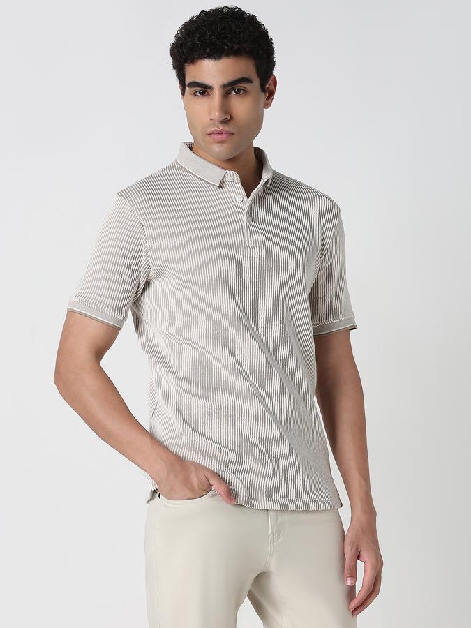 Striped Men Polo Neck T-Shirt image number 2