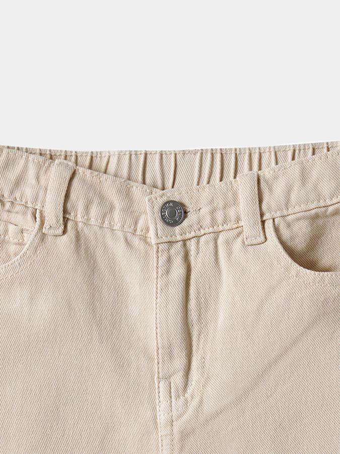 Girls Cotton Regular Fit Button Waist Bow Detail Trousers