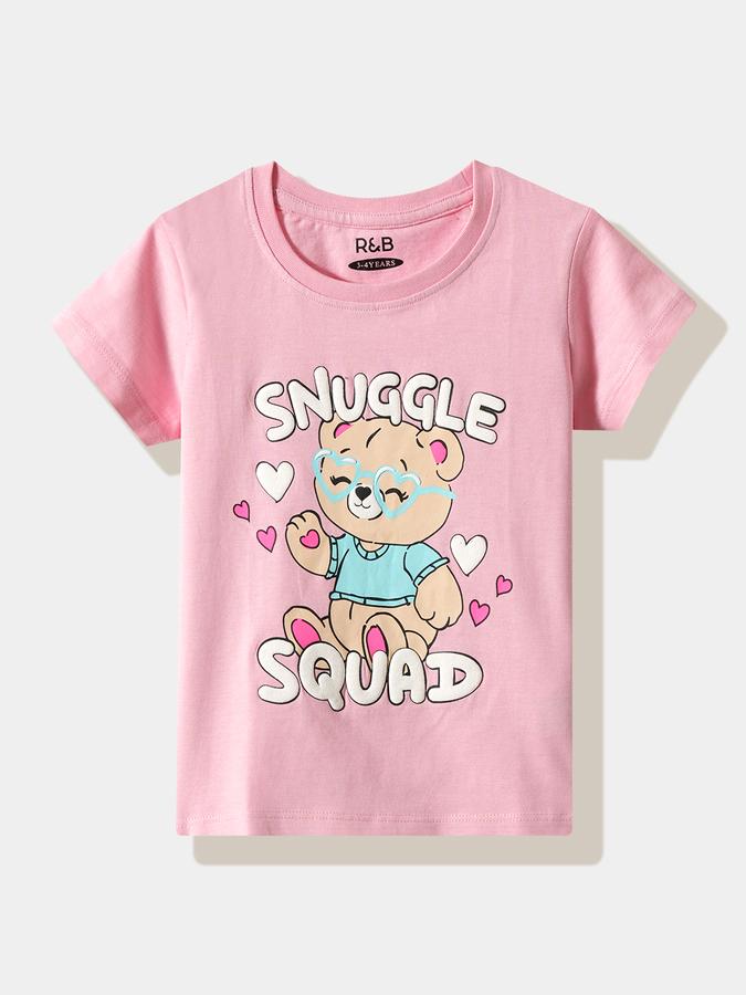 R&B Girls' Pink Printed T-Shirt