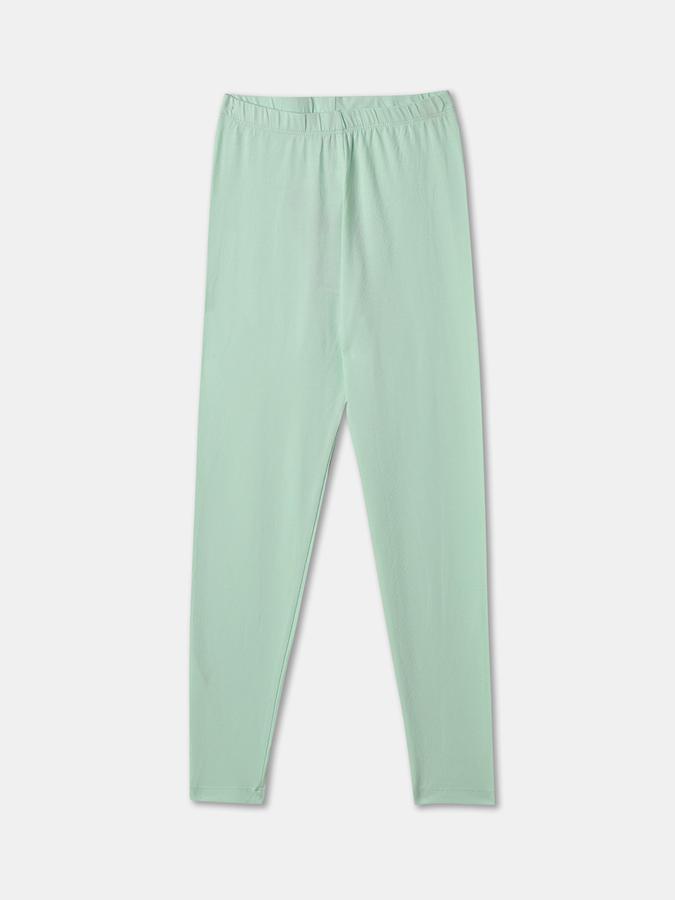 Girls Blend Solid Fitted Full Length Elastic Waist Legging