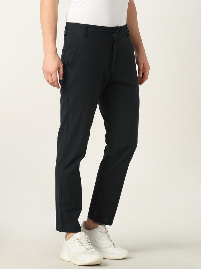 Men Slim Fit Flat-Front Trousers image number 2