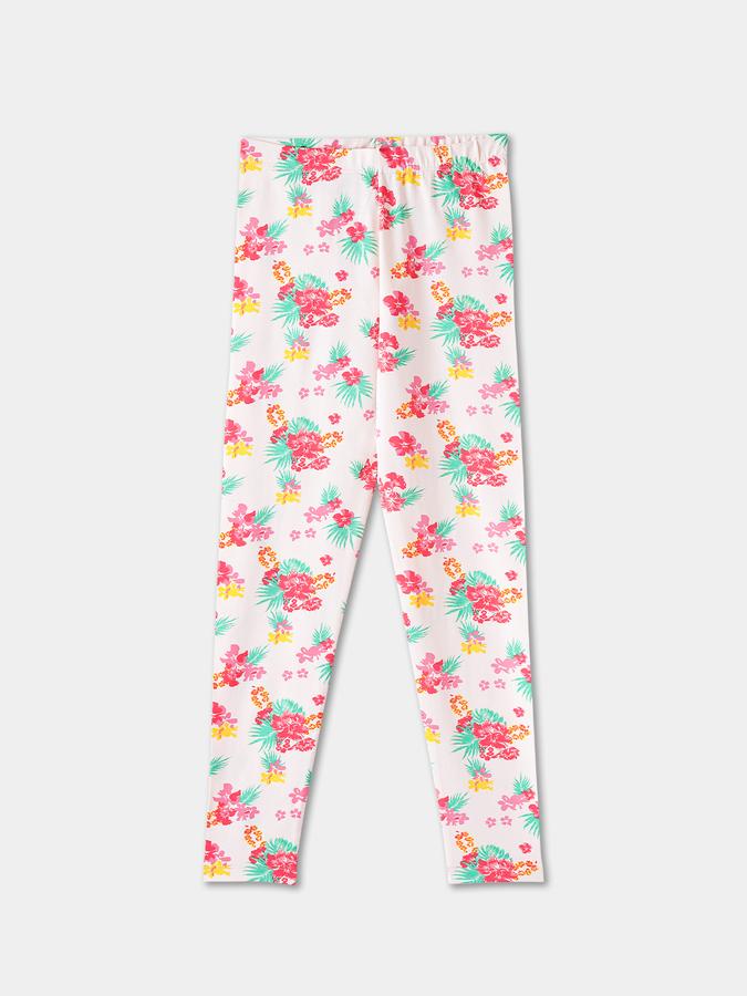 Girls Floral Full Length Mid Rise Legging