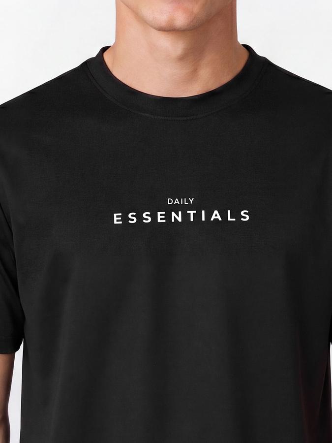 R&B Men's Black Short sleeve Round Neck Printed Relaxed Fit T-Shirt