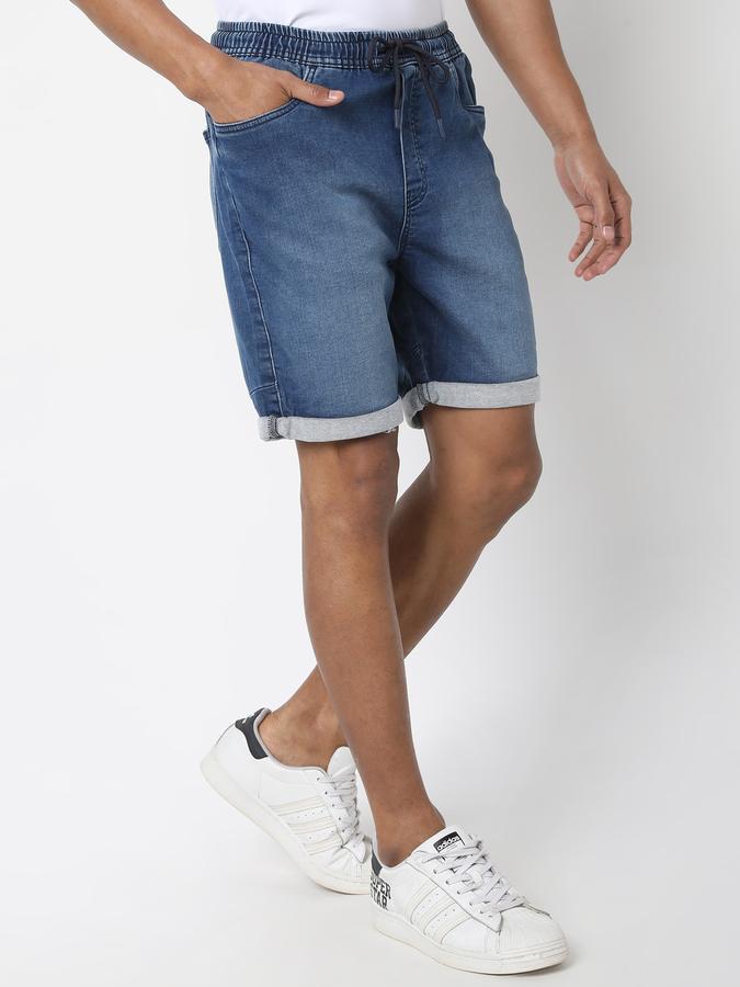 Boys Denim Regular Fit Drawstring Cuffed Hem Shorts