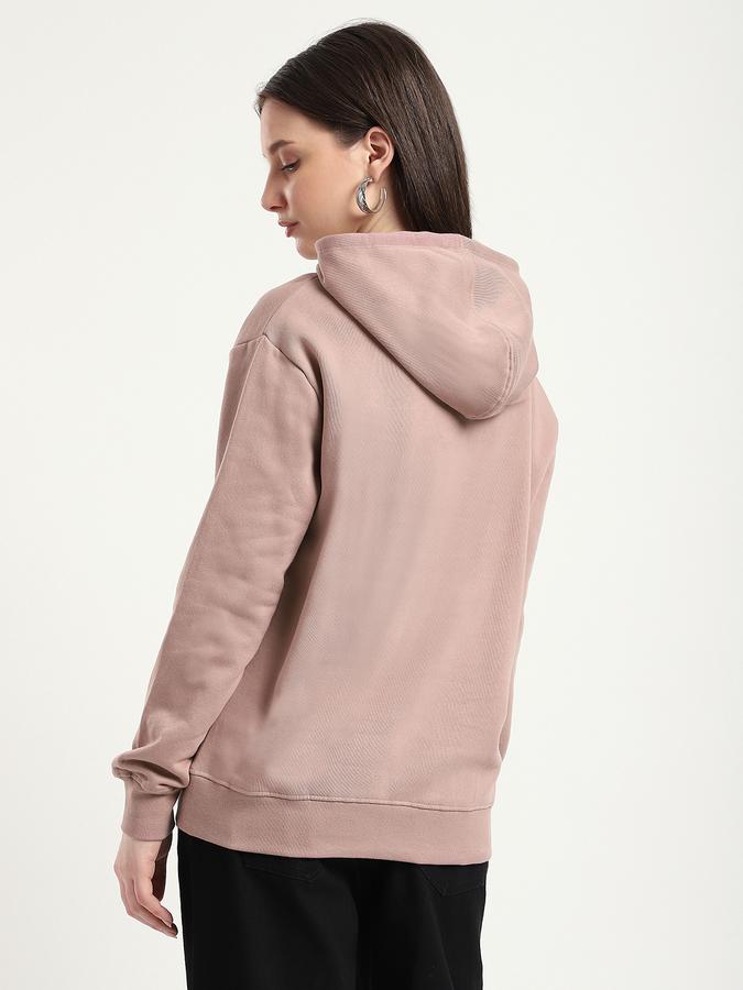 Women Cotton Blend Relaxed Fit Hooded Solid Sweatshirt