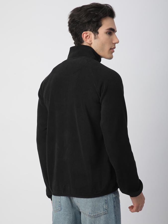 Men Fleece Regular Fit High Neck Zip Up Sweatshirt