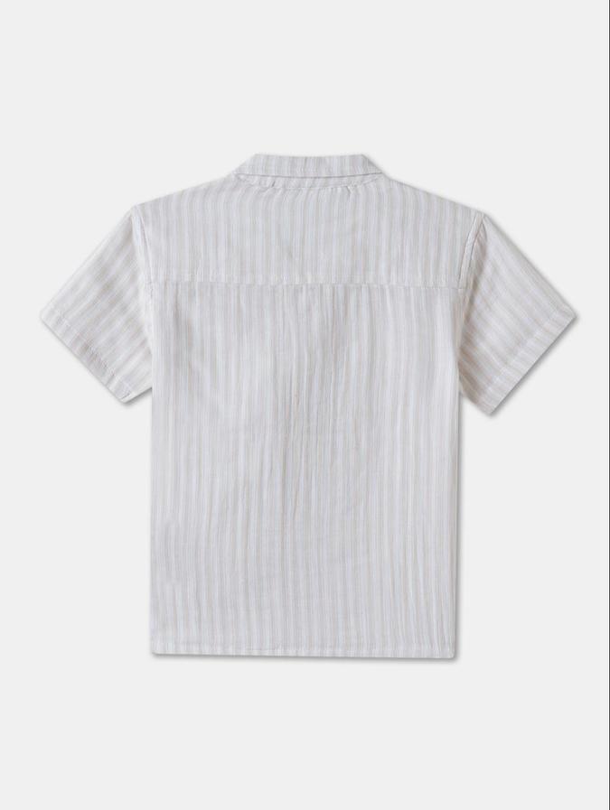 R&B Boys Beige Short Sleeves Striped Shirt
