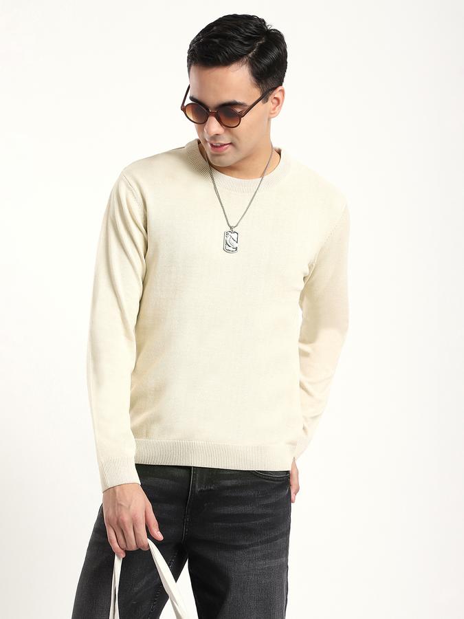 Men Cotton Blend Regular Fit Crew Neck Solid Sweater