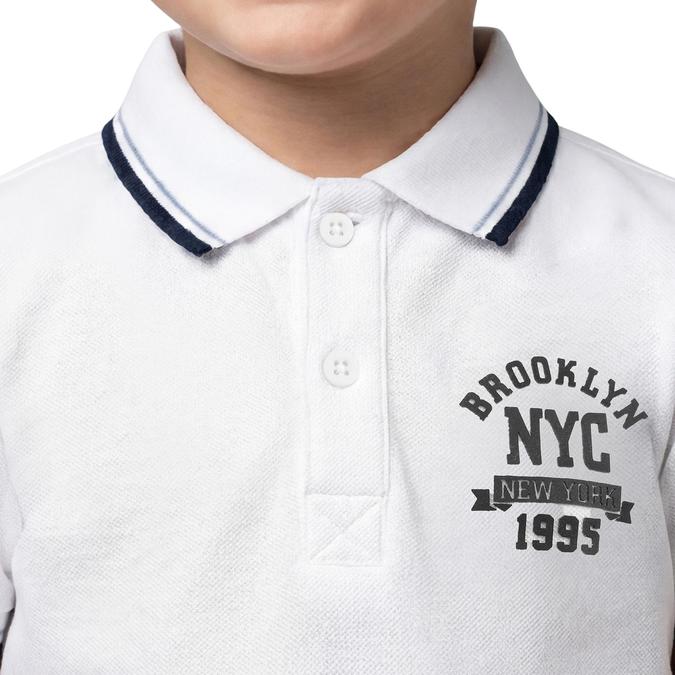R&B Boy White Cotton Printed Polo Collar T-Shirt