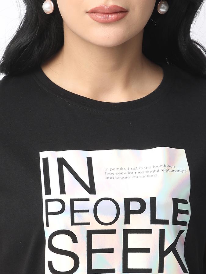 Women Cotton Regular Fit Crew Neck Graphic T-shirt