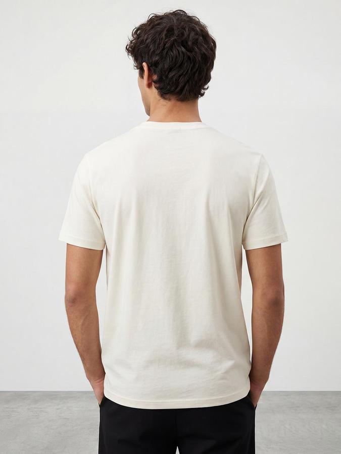 R&B Cream Men Printed Short Sleeves Tshirt