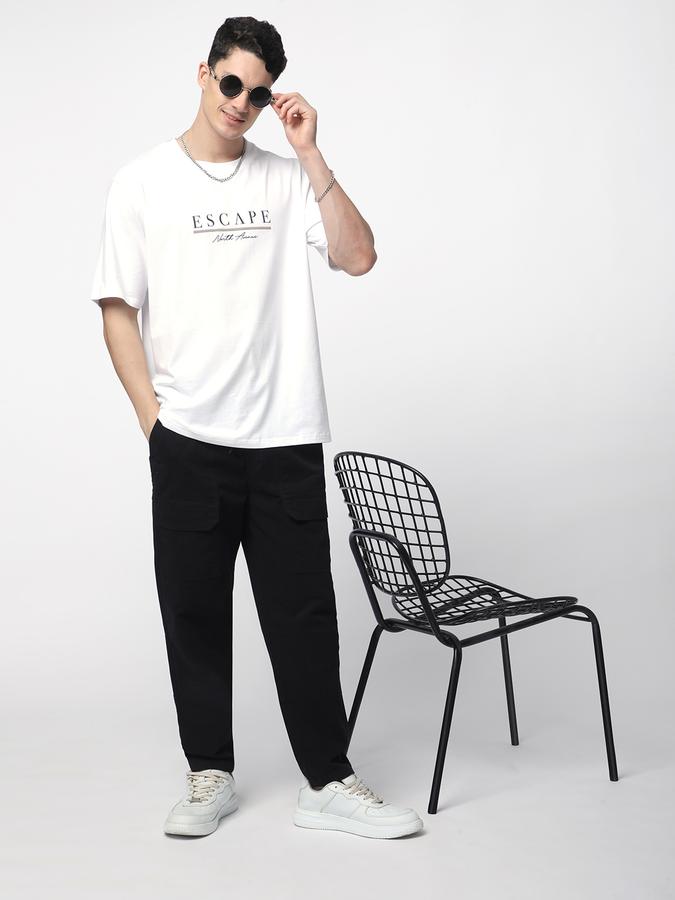 R&B Men's White Printed T-Shirt